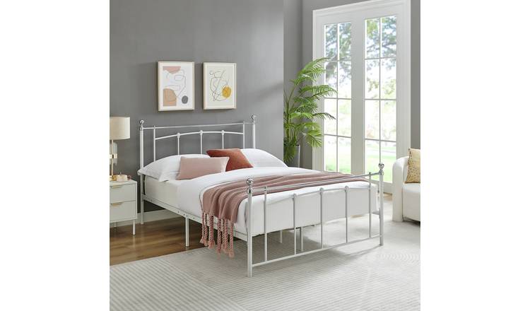Argos Home Yani kingsize white metal bed frame - British product