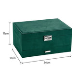Livingandhome velvet jewellery box dark green - British product