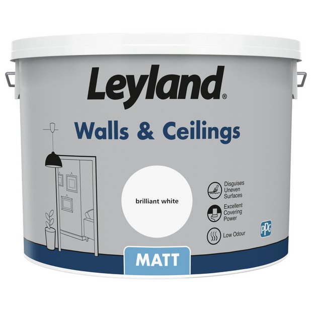 Leyland matt emulsion paint Brilliant White 10L, UK version