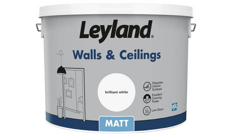 Leyland matt emulsion paint Brilliant White 10L, UK version
