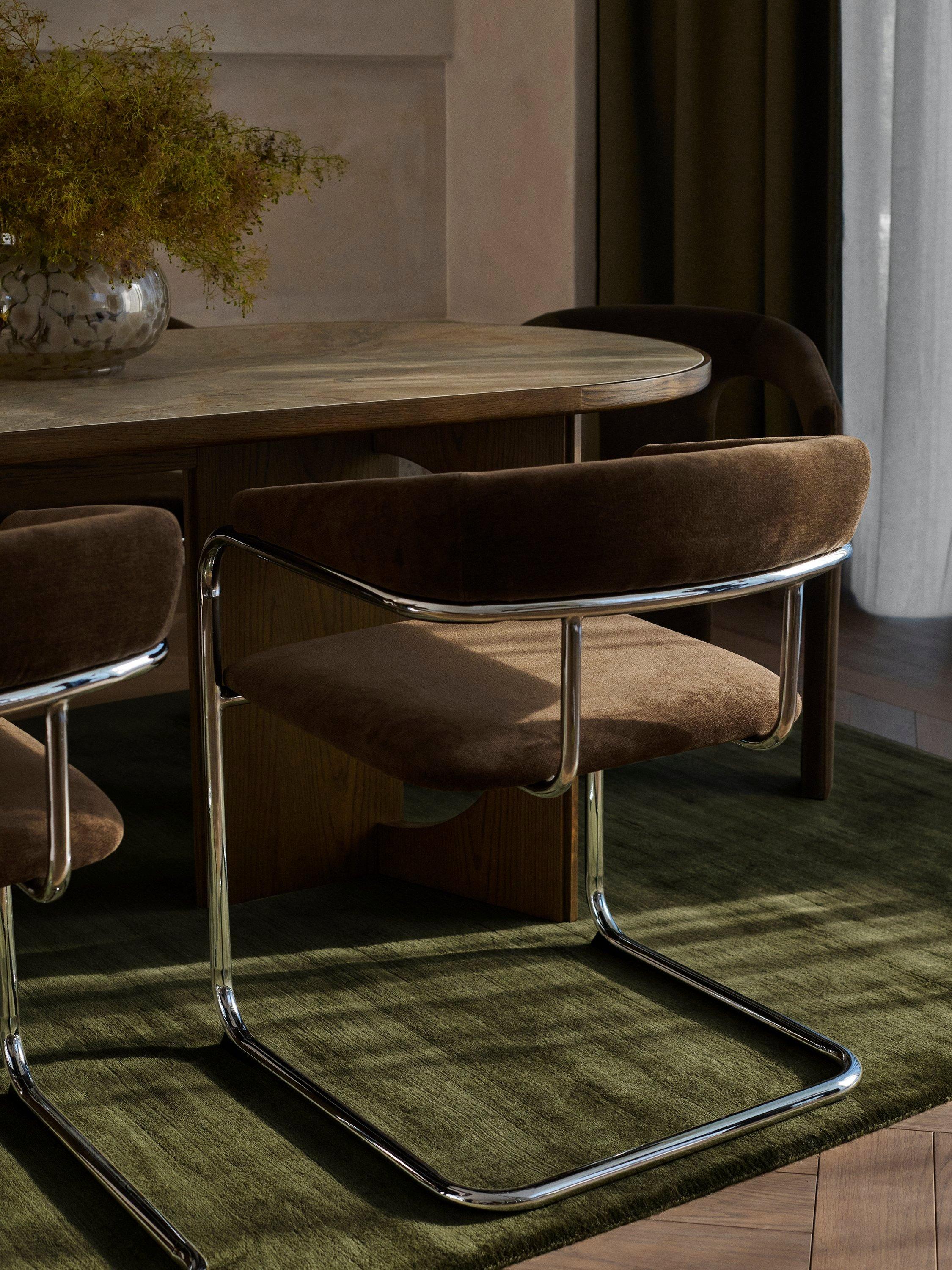 John Lewis Curve armchair pair chrome chenille, UK version