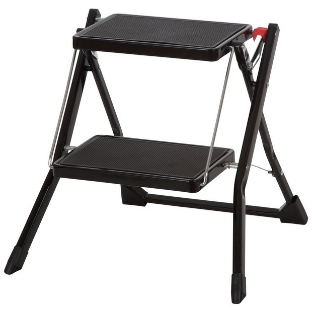 Werner black steel stepstool with wide treads (British brand)
