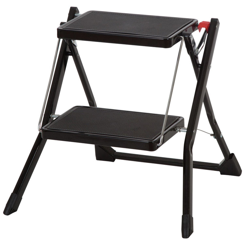 Werner black steel stepstool with wide treads (British brand)