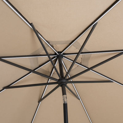 SunVilla 10ft Solcelle-LED Rund Parasoll Beige Utendørs Patio Parasoll