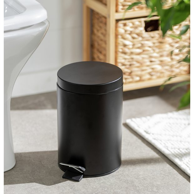 Argos Home 3 litre bathroom pedal bin black, imported from the UK