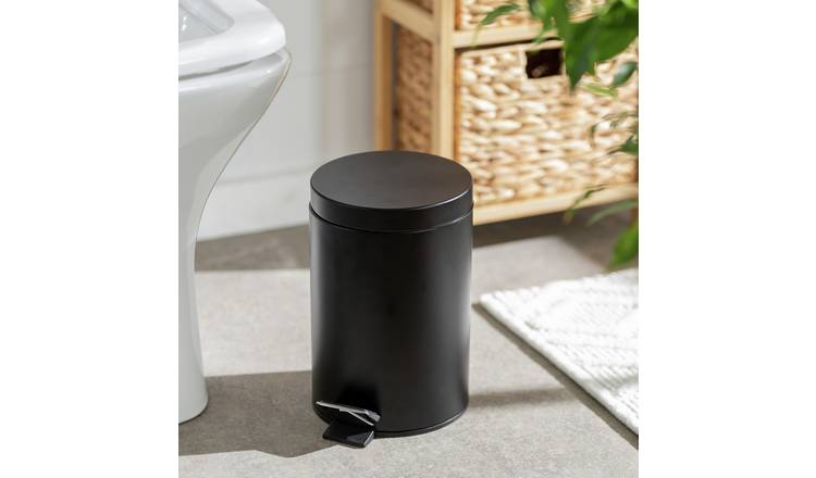 Argos Home 3 litre bathroom pedal bin black, imported from the UK