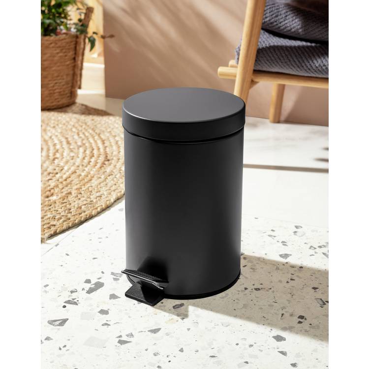 Argos Home 3 litre bathroom pedal bin black, imported from the UK