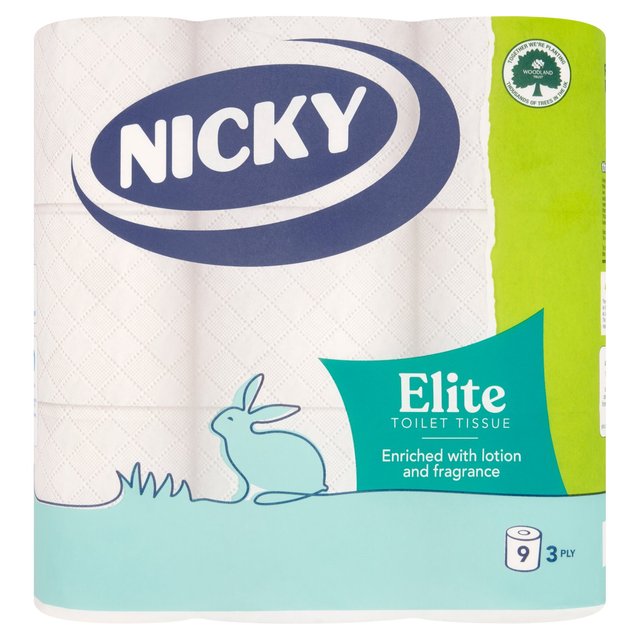 Nicky Elite 3 Ply Quilted Toilet Tissue   9 per pack