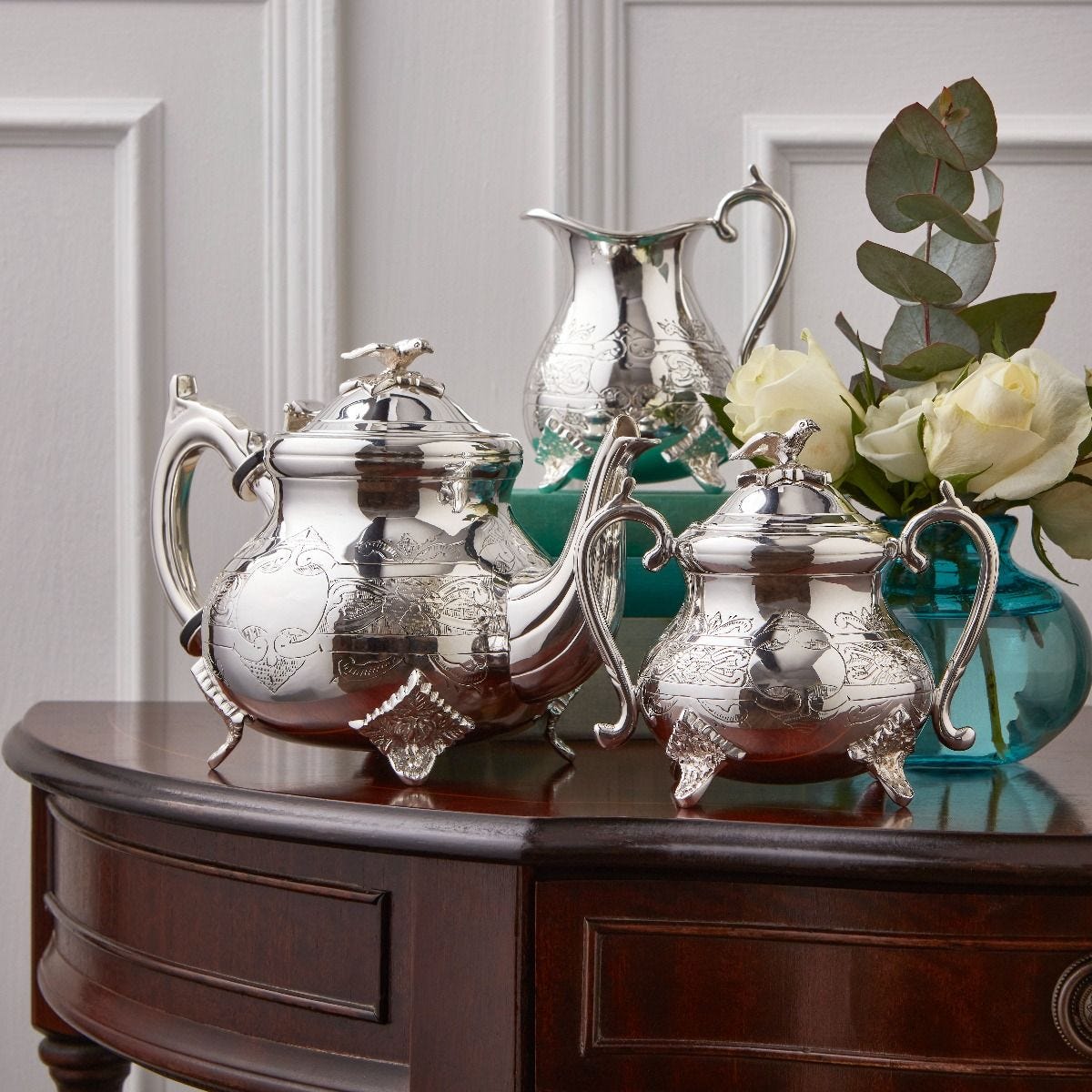 Fortnum's silver-plated three-piece tea set, imported from the UK