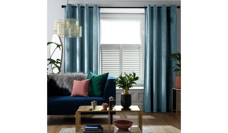 Habitat Ink Velvet Eyelet Curtains 229x229cm, UK version