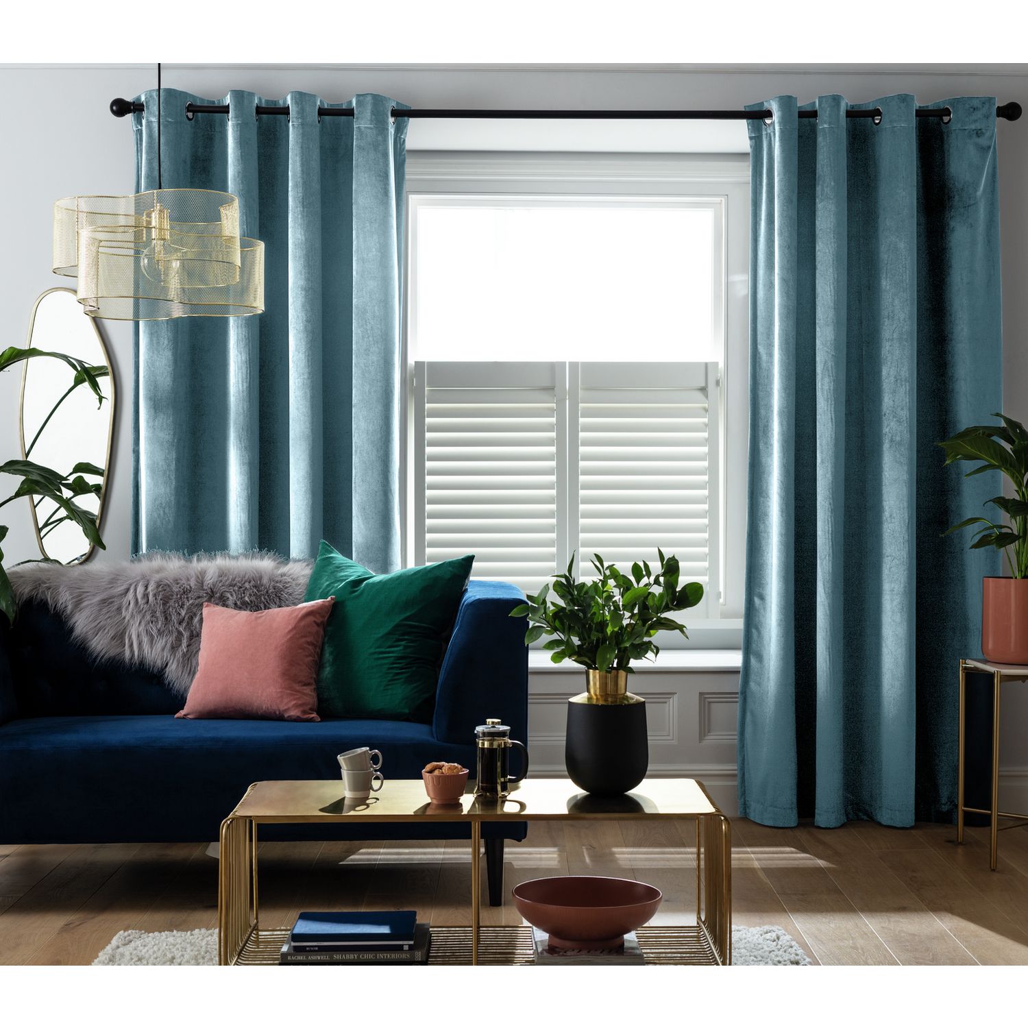 Habitat Ink Velvet Eyelet Curtains 229x229cm, UK version
