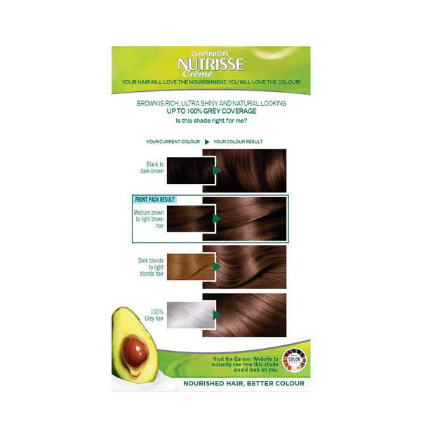 Garnier Nutrisse light brown permanent hair dye, UK version