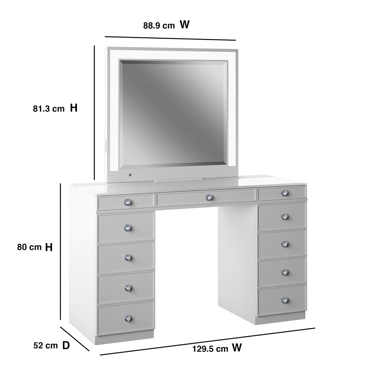 Tresanti Alexandra Double Pedestal Vanity Table with LED Lit Mirror GOODS Costco UK