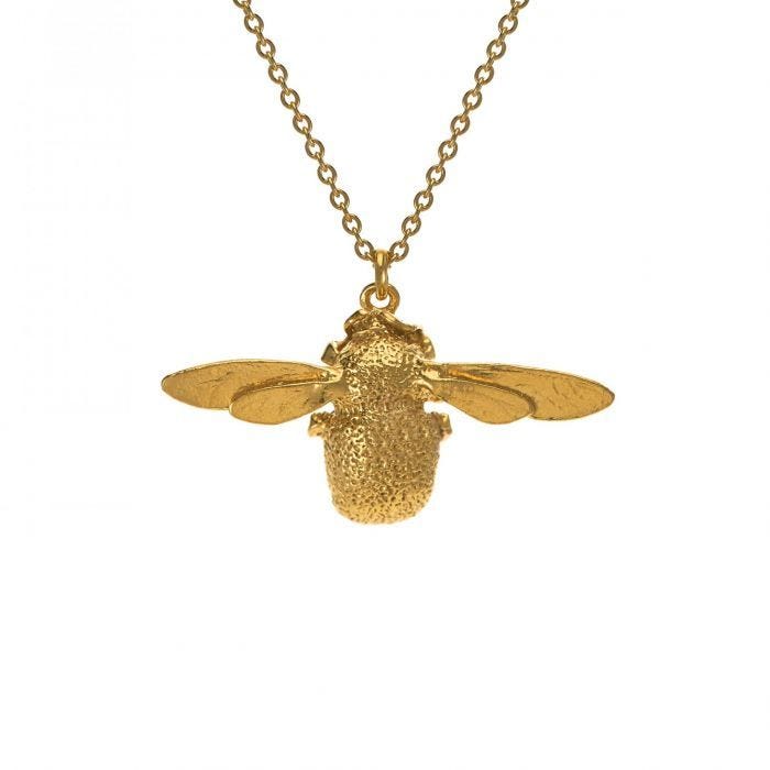Alex Monroe gold bumblebee necklace on fine chain, UK version
