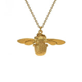 Alex Monroe gold bumblebee necklace on fine chain, UK version