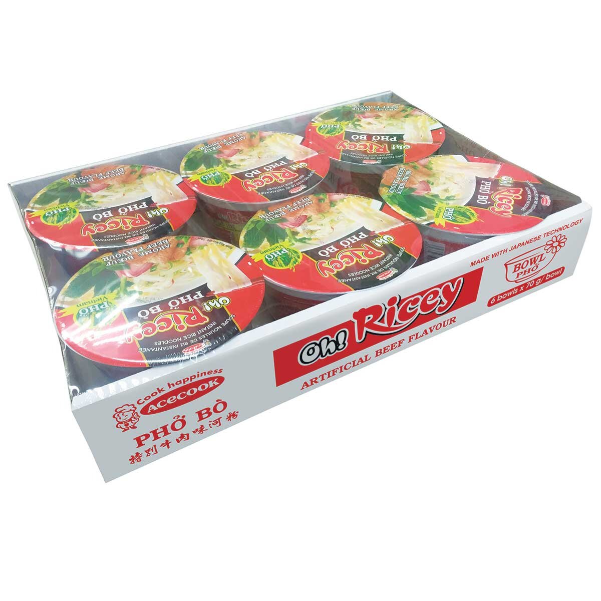 Oh! Ricey Pho Noodles Beef Flavour, 6 x 71g GOODS Costco UK