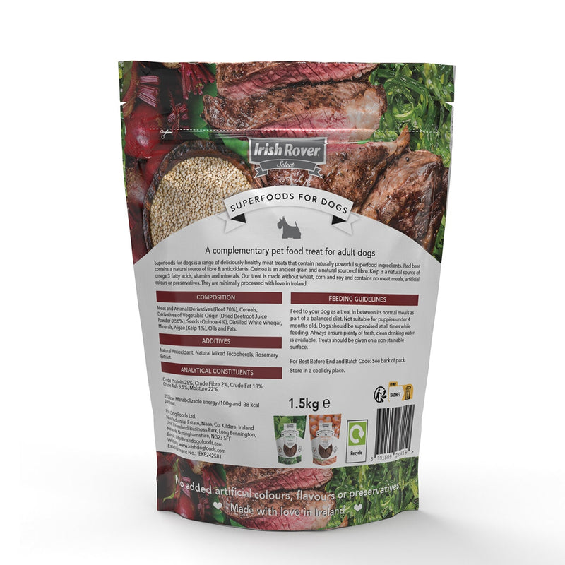 Irish Rover beef burger with quinoa dog treats 1.5kg - British product