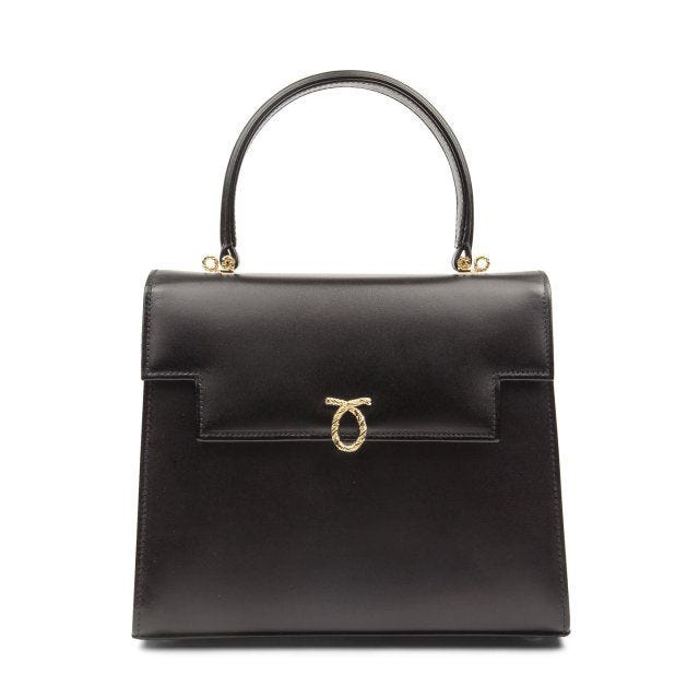 Launer Traviata calf leather tote handbag black (British brand)