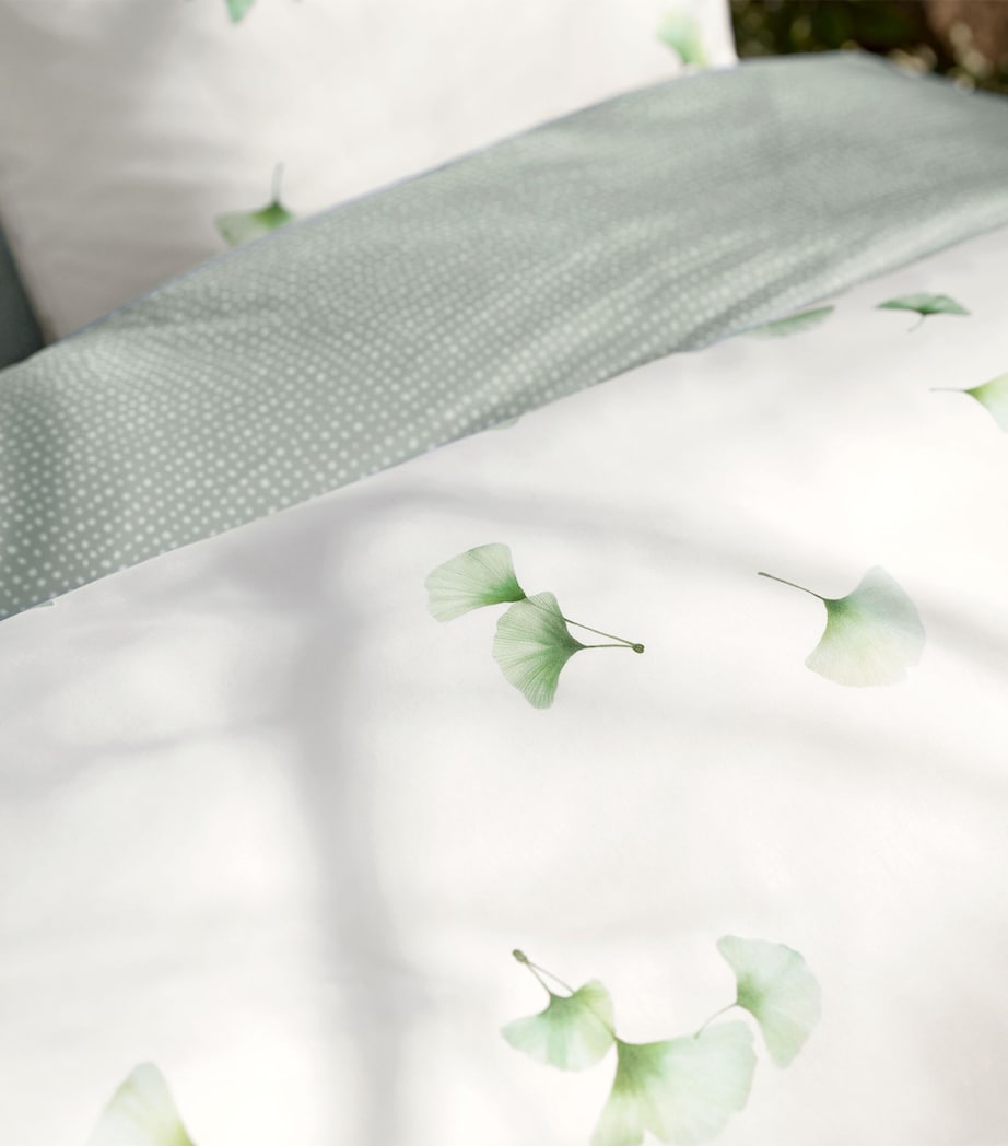 Schlossberg cotton satin super king duvet cover with gingko design, 260x220cm (British brand)