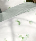 Schlossberg cotton satin super king duvet cover with gingko design, 260x220cm (British brand)