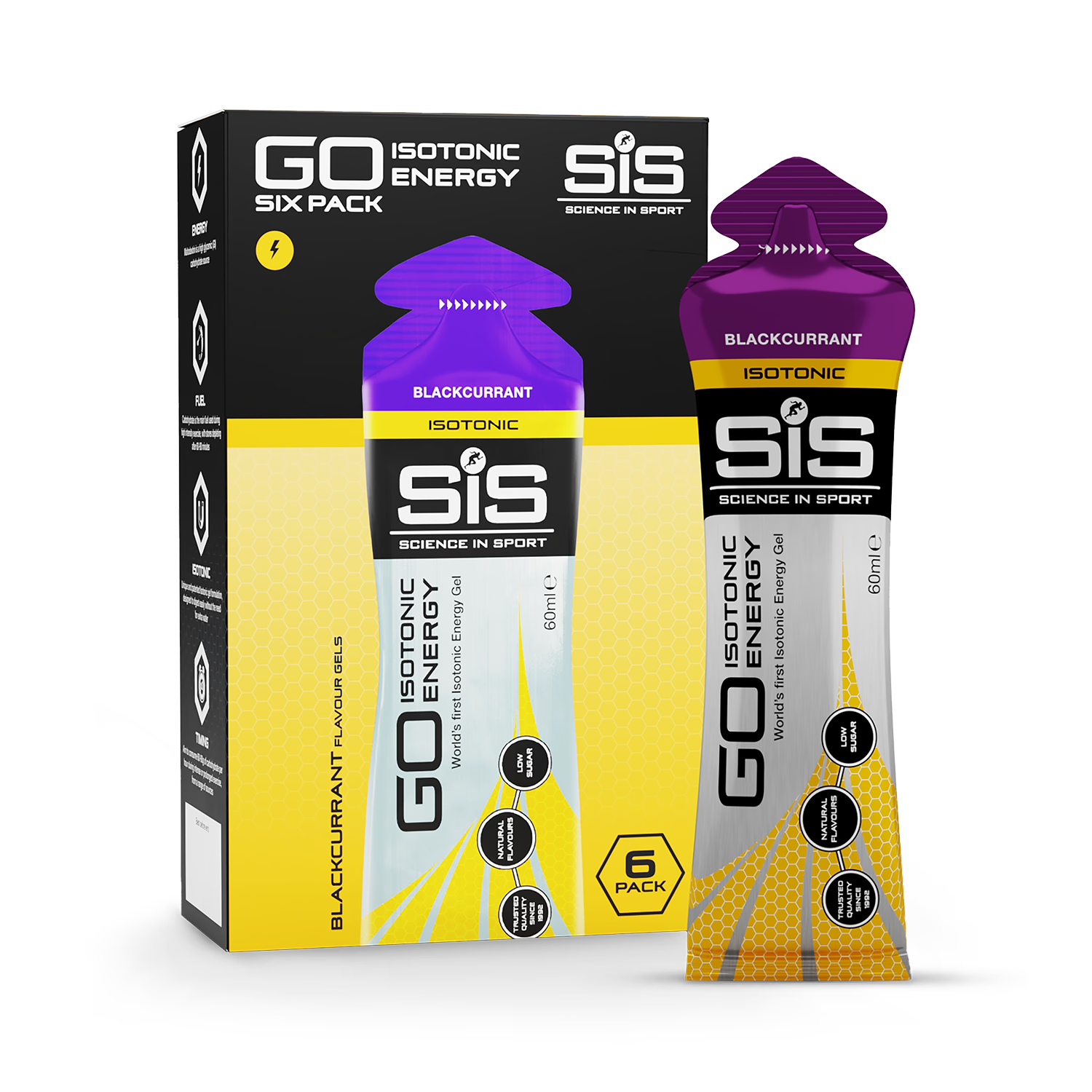 SiS GO blackcurrant energy gel, 6 x 60ml (British brand)
