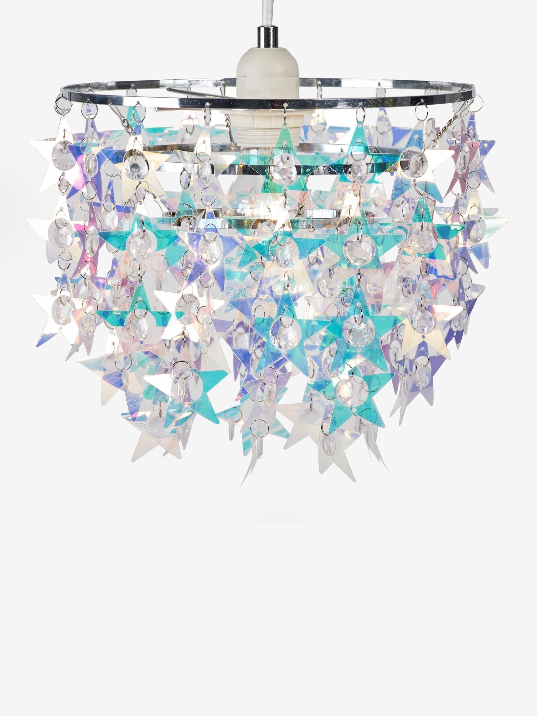 Iridescent star light shade in purple and teal, UK version