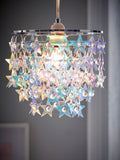Iridescent star light shade in purple and teal, UK version