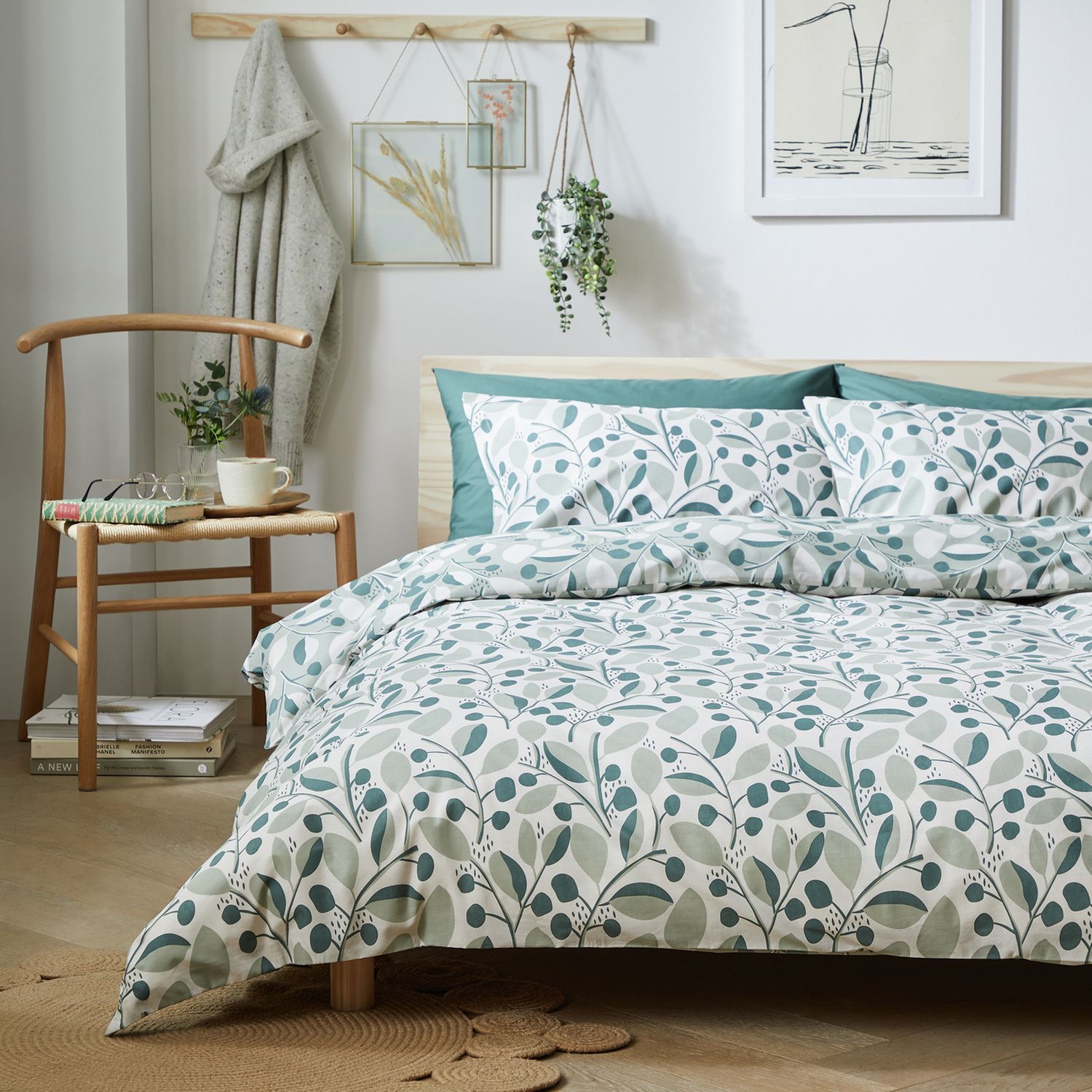 Argos Home Modern Scandi Floral Green bedding set Single - British product