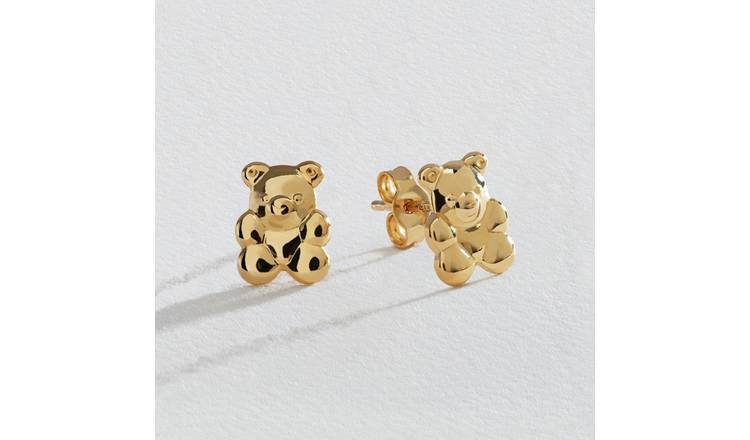 Revere 9ct yellow gold teddy stud earrings - British product