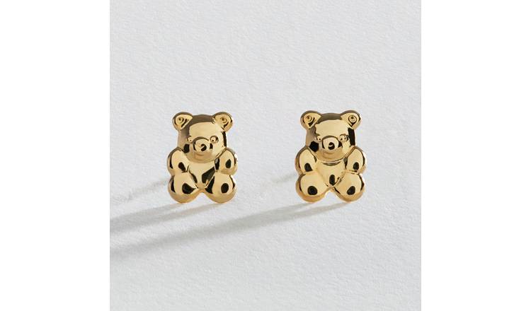 Revere 9ct yellow gold teddy stud earrings - British product