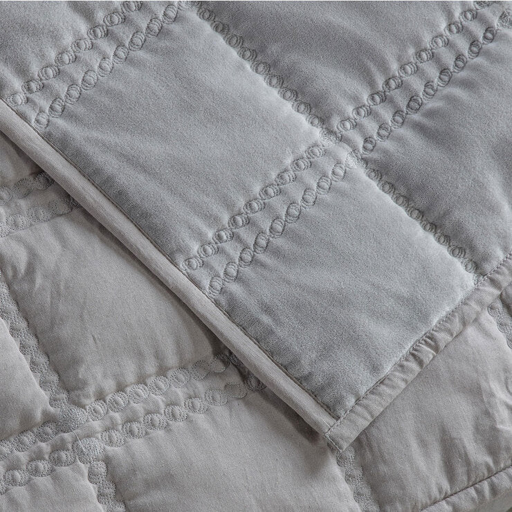 Gallery quilted cotton velvet bedspread grey (British brand)