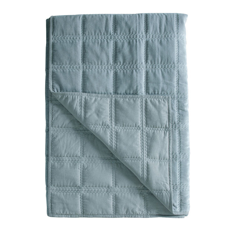Gallery quilted cotton velvet bedspread duck egg 260x240cm - British product