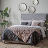 Gallery quilted cotton velvet bedspread in charcoal, UK version