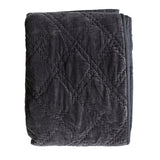 Gallery quilted cotton velvet bedspread in charcoal, UK version