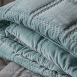 Gallery quilted cotton velvet bedspread duck egg 260x240cm - British product