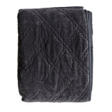 Gallery quilted cotton velvet bedspread in charcoal, UK version