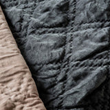 Gallery quilted cotton velvet bedspread in charcoal, UK version