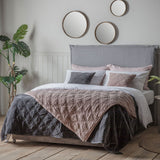 Gallery blush velvet quilted bedspread 260x240cm (British brand)