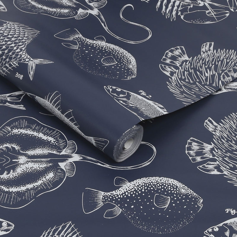 Contour Navy wallpaper 10m roll - British product
