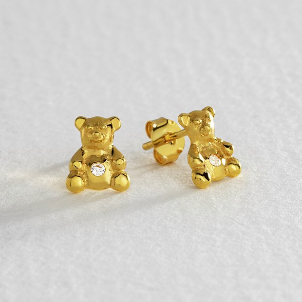 Revere gold plated bear stud earrings - British product
