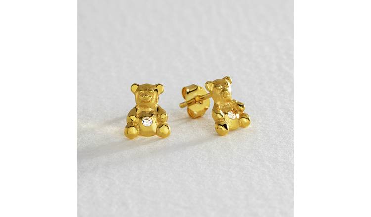 Revere gold plated bear stud earrings - British product