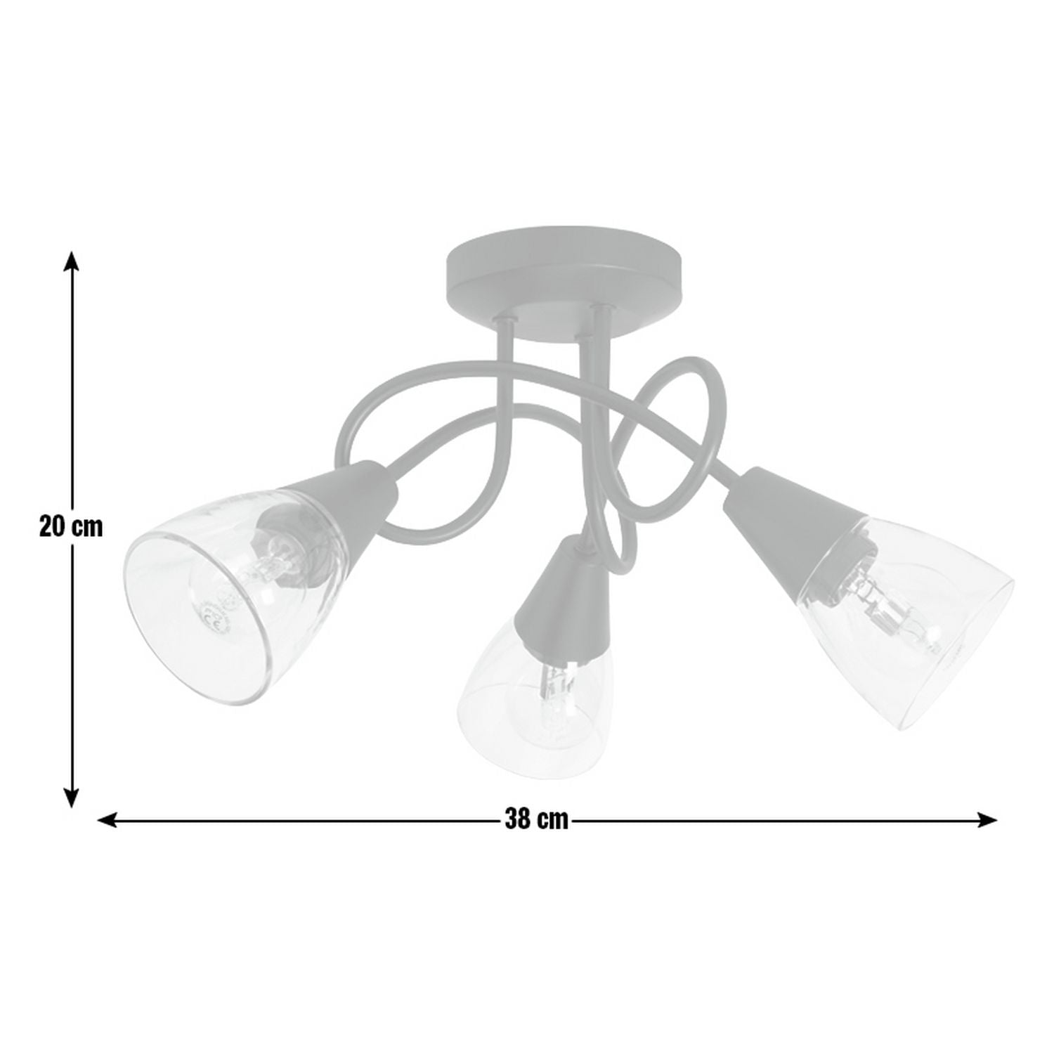Argos Home Curico 3-light flush ceiling light in black - British product