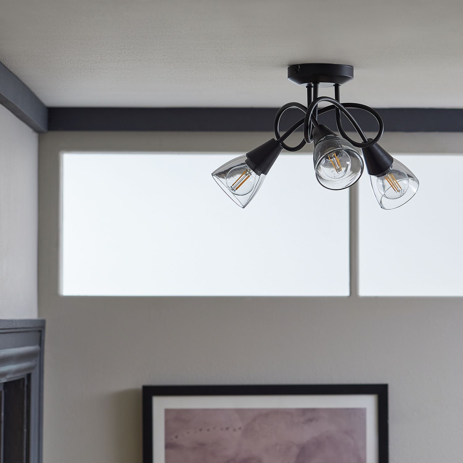 Argos Home Curico 3-light flush ceiling light in black - British product