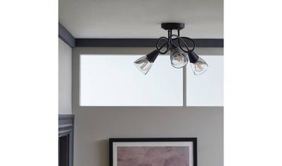 Argos Argos Home Curico Metal 3 Light Flush Ceiling Light in Black- Buy online at McGrocer