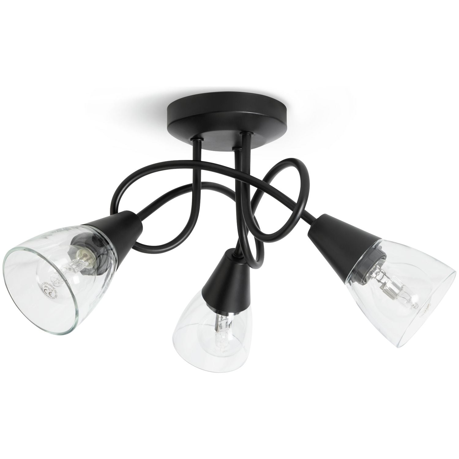 Argos Home Curico 3-light flush ceiling light in black - British product