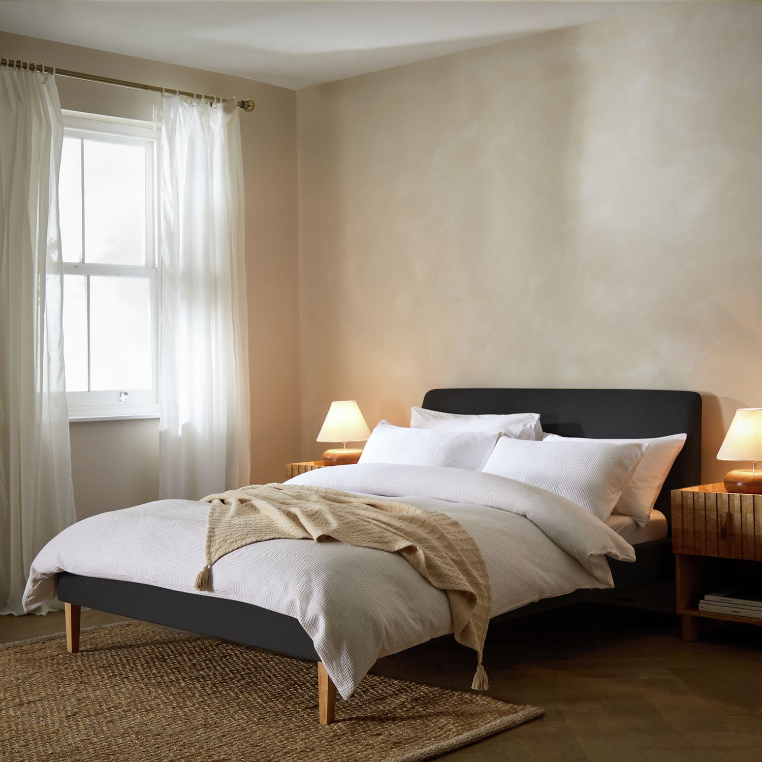 Habitat Ren Kingsize Fabric Bed Frame in Moss Green