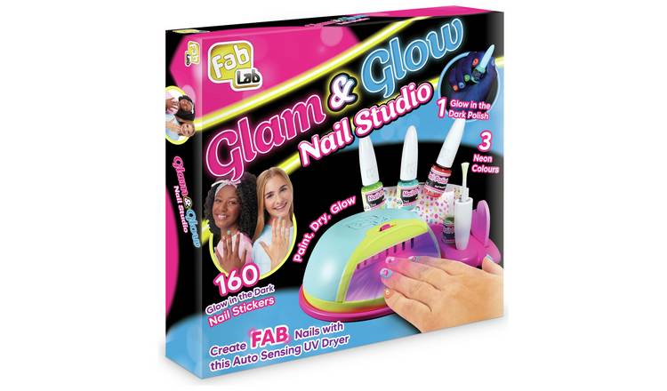 FabLab Glam and Glow Nail Studio kit with UV dryer and stickers, imported from the UK
