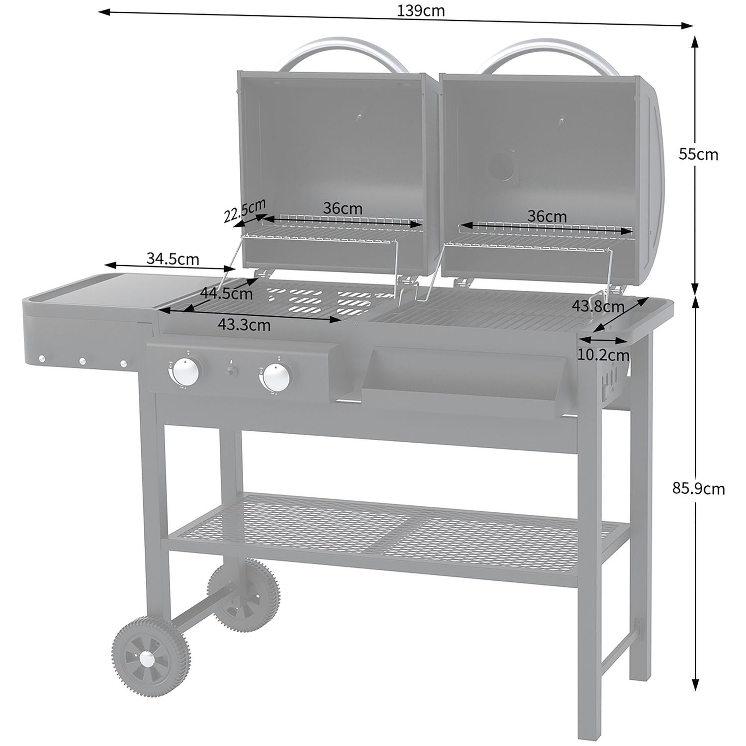 Argos Home 2 burner gas and charcoal barbecue - British product
