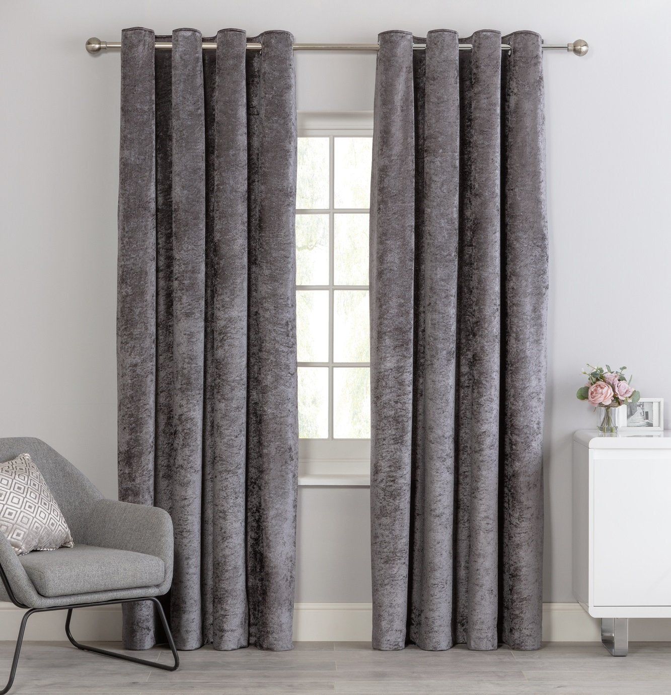 Argos Home velvet eyelet curtains charcoal 168x183cm - British product
