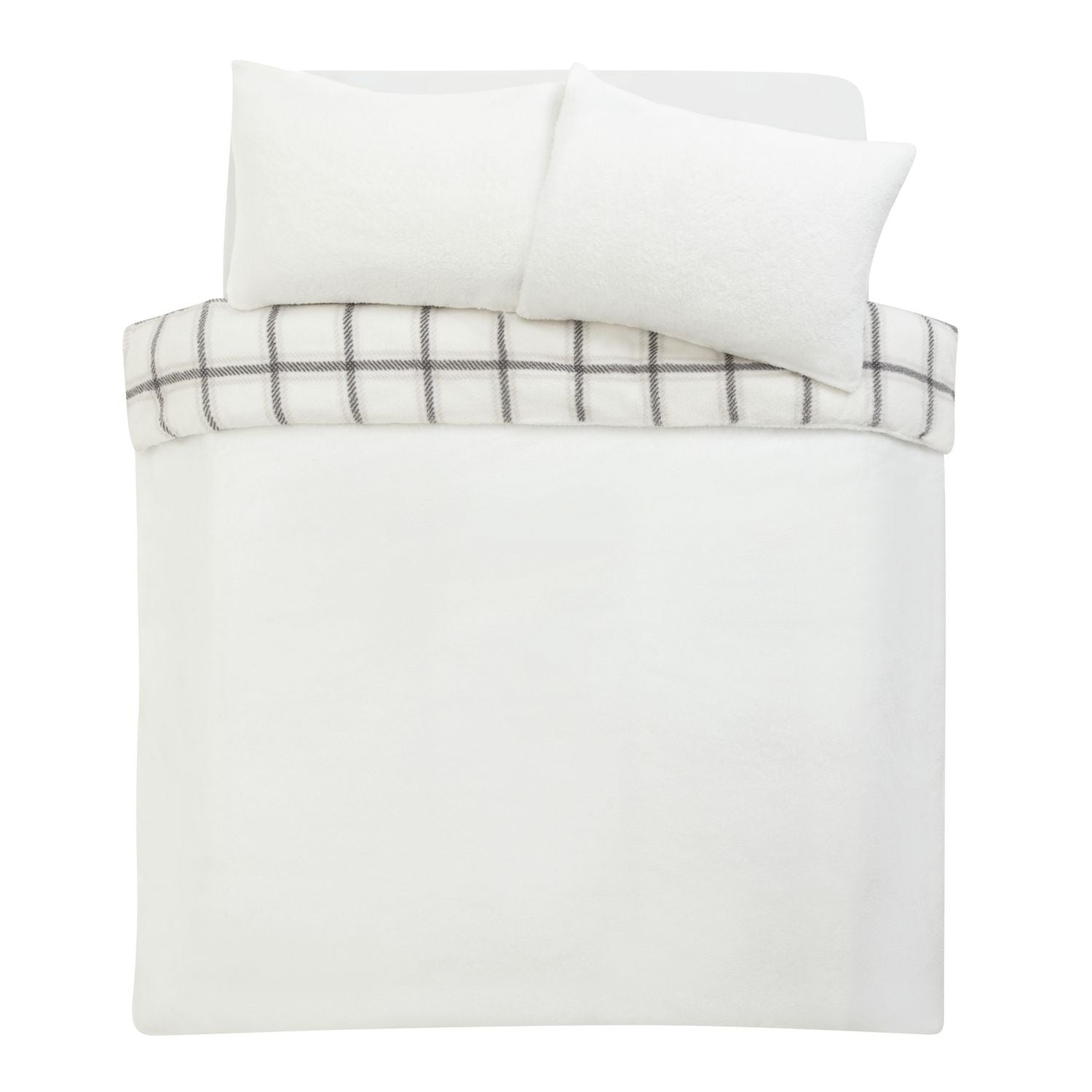 Argos Home Checked Grid Fleece Cream Bedding Set Double - British product